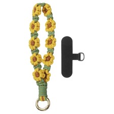 Boho Macrame Keychain Boho Wrist Keychain with T-shaped Pad, Dark Yellow Green