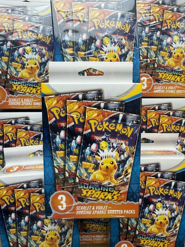 Pokémon TCG Scarlet & Violet Surging Sparks 3‑Pack Booster Blister – Sealed