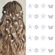 20 Pcs Mini Flower Hair Clips Rhinestone Butterfly Hair Pins Small Decorative Ha