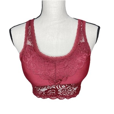 Altar d State Intimates Burgundy Maroon Sheer Lace Bralette Small Medium