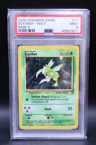 SCYTHER 17/130 Base Set 2 PSA 9 Mint Graded Slab Pokemon TCG Card - H77