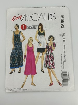 McCall's M5893 Empire Waist Knit Dress Pattern RR Plus Size 18W-24W Easy 1 Hour