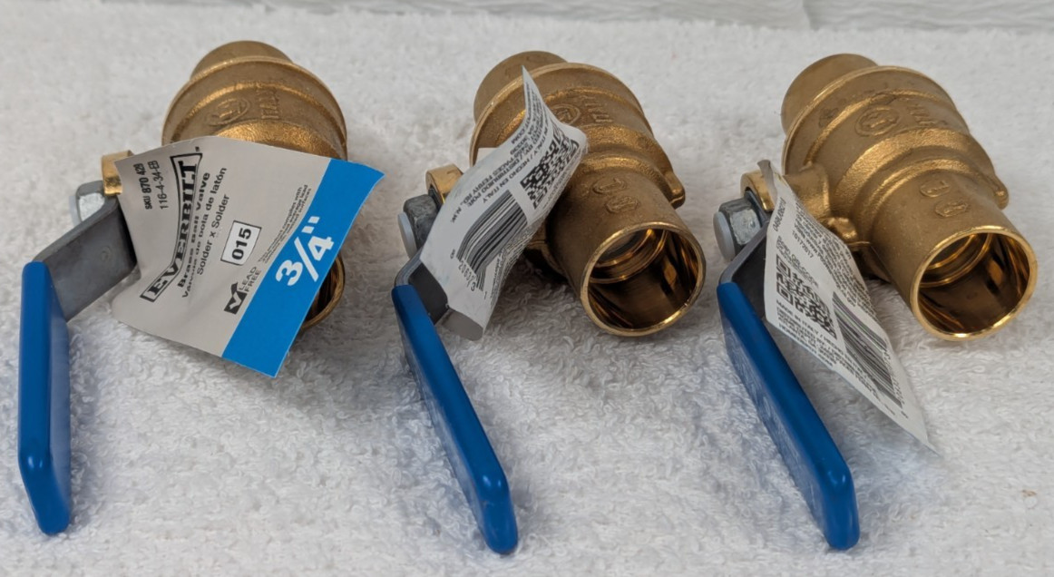 Everbilt - Full Port Ball Valve Brass 3/4" Sweat x Sweat - 870429 - 3 Pack
