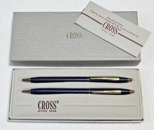 Cross Century Classic Matte Blue With Gold Trim, Ballpoint Pen .5mm Pencil Set