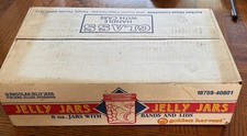 12-Vintage Golden Harvest Jelly Jars, 8 OZ Fruit Pattern  sealed Box, 1994