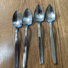 Stainless Steel 4x Grapefruit Spoons Orange Citrus Fruit Serrated Edges