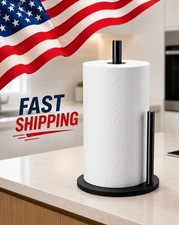 Paper Towel Holder Countertop, Heavy Weighted Base, Stainless Steel, Matte Black