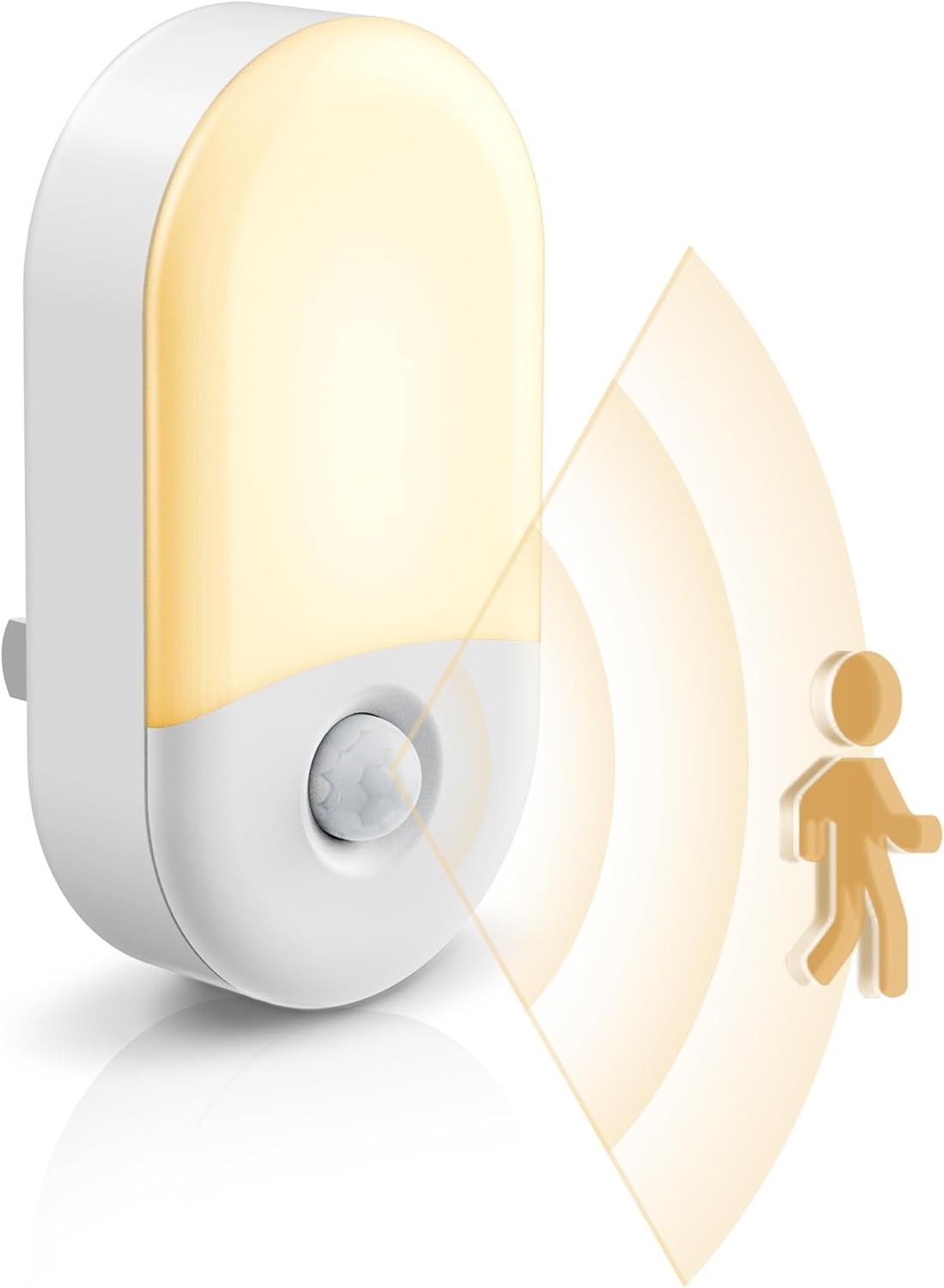 LOHAS LED Motion Sensor Night Light 2-Pack | Plug-In 3000K Warm White Adjustable