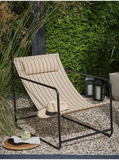 Beige Stripe Metal Garden Lounge Chair