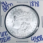 1878 BU UNCIRCULATED MORGAN SILVER DOLLAR AUTHENTIC U.S. MINT FREE SHIPPING 4358