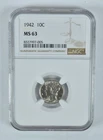 1942 Mercury Dime MS63 NGC Brown Label