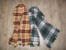 Vintage Highlands 100 Pure New Wool Made Scotland Plaid Tartan Fringe Scarves