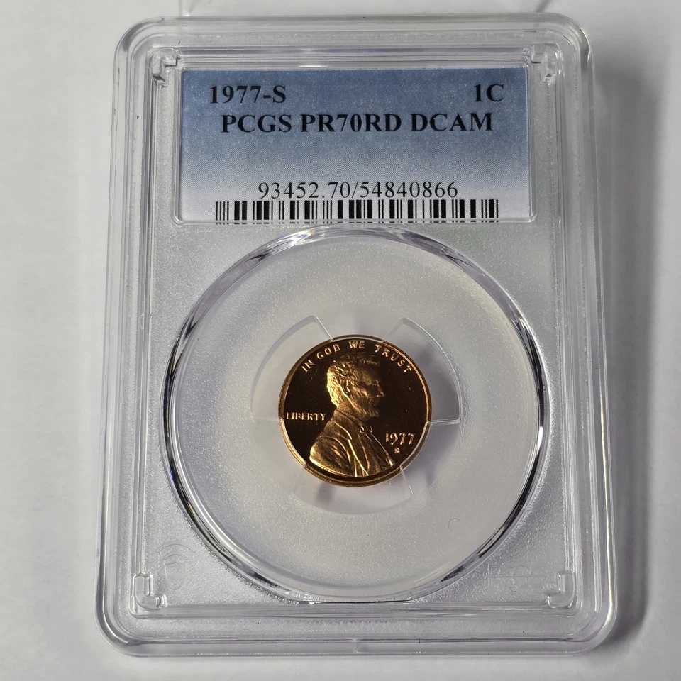 1977 S 1C Lincoln Cent Proof PCGS PR70 RD DCAM High Grade 1c Coin Lot #0410 - Image 3 of 4