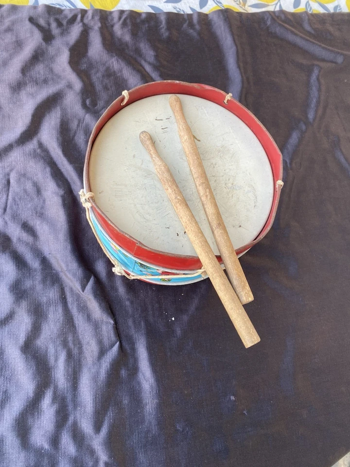 ancien jouet tambour en tole avec scénes de jeux enfantine des année 50/60 - Photo 3/4