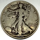 1936 S Walking Liberty Silver Half Dollar- VF Condition - FREE SHIPPING - 1953