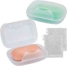 Soap Box Holder, 2-Pack Soap Dish Soap Savers Case Container for Bathroom