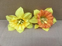 Artplants KüNstlicher Narzissen Strauß Lela, Gelb-Orange, 35Cm, Ø20Cm