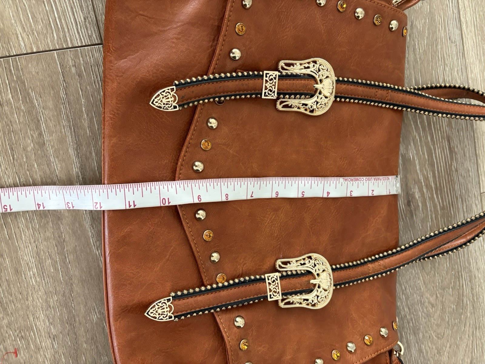 Ameri Mode Brown Satchel with Buckle, Studded & R… - image 3