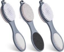 3 Pcs 4 in 1 Foot Brush for Use in Shower with Pumice Stone, Foot Rasp and Sa...