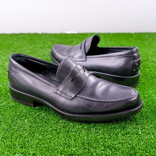 TOD'S - Gommino Leather Black Penny Loafers - US 7.5 (UK 6.5) Slip on Dress Shoe