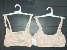 Auden Scoop Neck Bralette – Lace Pink, Size Large (2-Piece Bundle, NWT