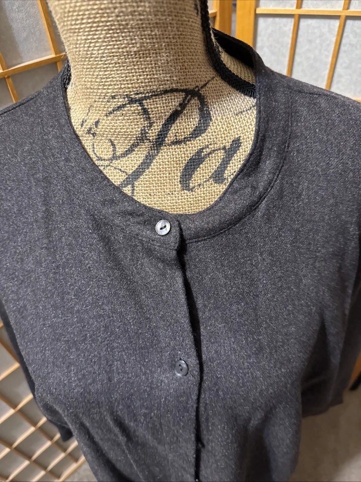 Nuevo sin etiquetas Vestido Eileen Fisher Para Mujer XL Tejido Lana Merino Vestido Carbón Abotonado Foto 3 de 4