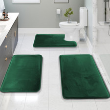 Clara Clark 3 Piece Bathroom Rugs Bath Mat Set, Velvet Memory Foam Bath Mats for