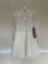 ASOS BRIDAL Arabella embellished bodice mini wedding dress mesh skirt sz 8 Luxy