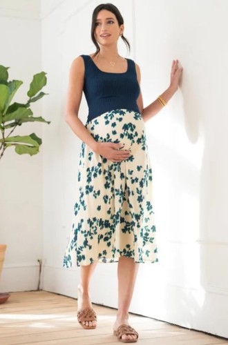 Seraphine Brand New Teal Floral Knitted Top Maternity Nursing Dress Sz 10 BNWT