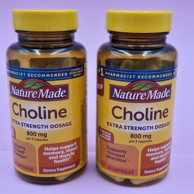 Nature Made Choline 800mg Extra Strength Memory & Mood Support 60 Capsules