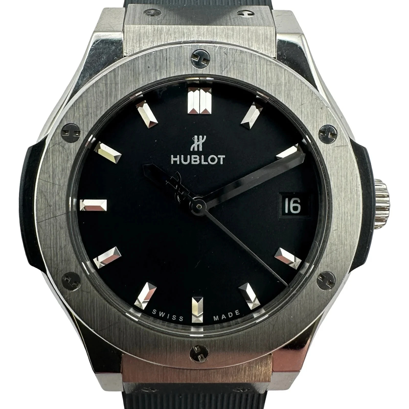 Hublot — HUBLOT 581.NX.1171.RX 33mm Ti Black Dial Quartz Date Watch 2016 #OKW1966