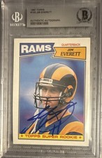 1987 Topps Jim Everett RC Auto Beckett BAS Certified Autograph Rams QB