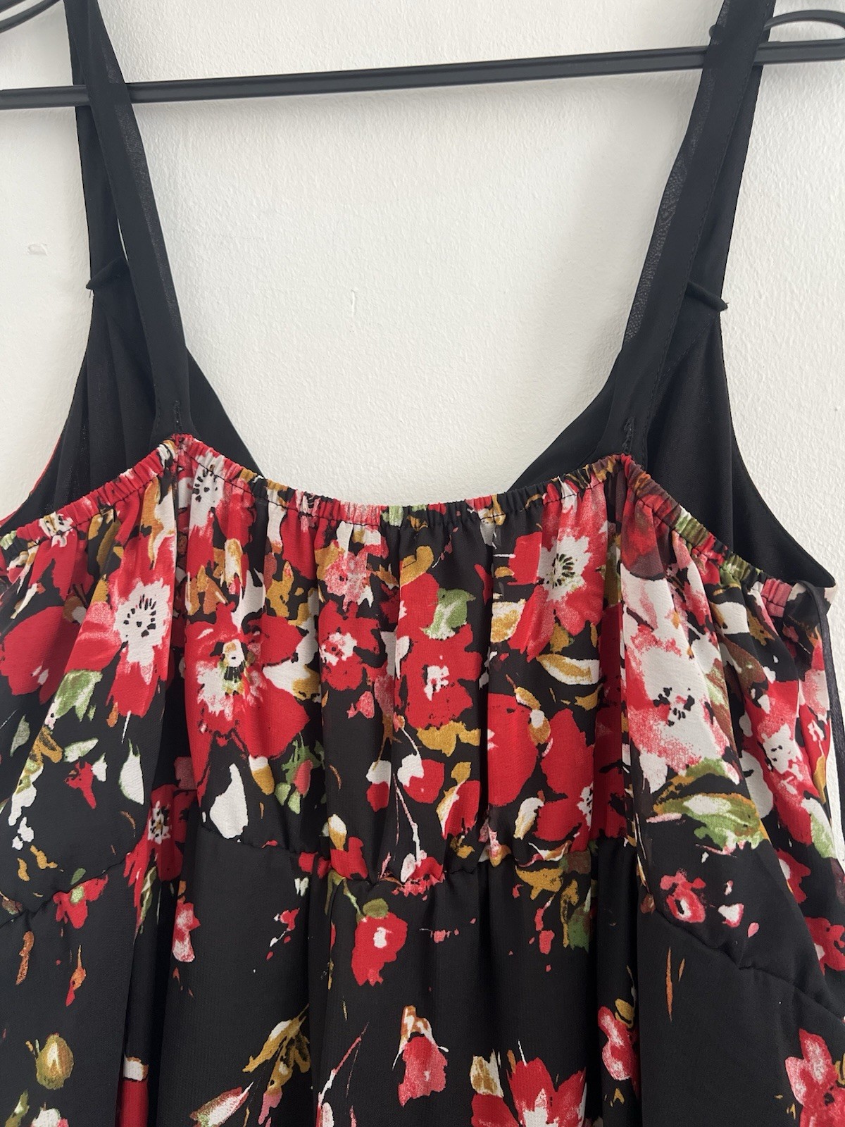 Chiffon Black Floral Maxi Chiffon Summer Dress Size 14 image 8