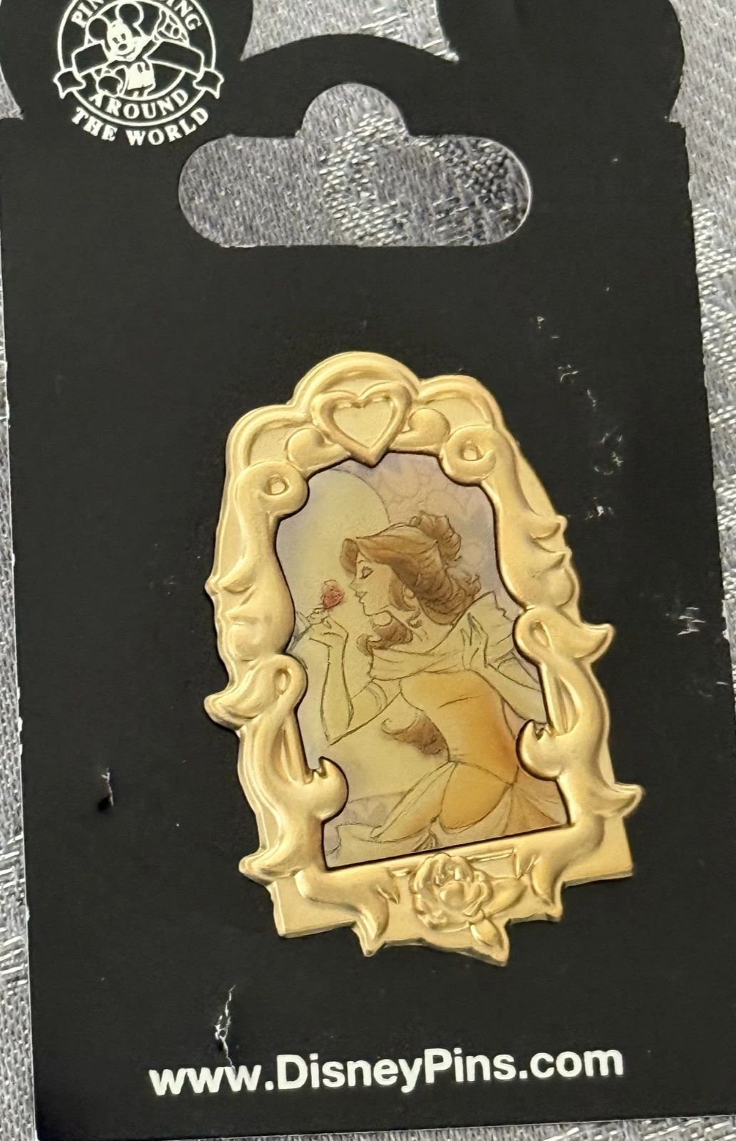 Disney Beauty And The Beast Stylized Princess Portrait Gold Frame Belle 2012 Pin