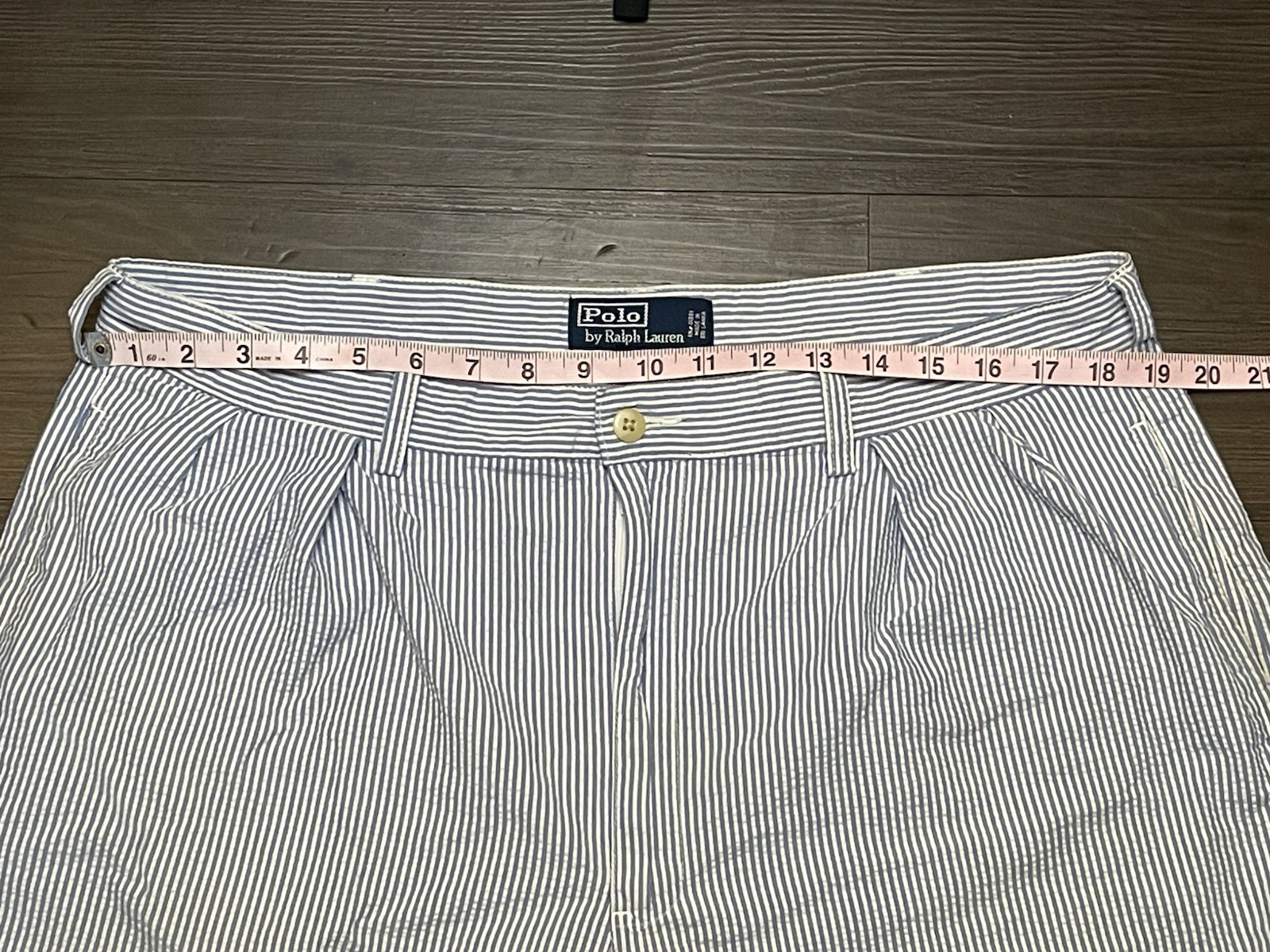 Polo Ralph Lauren Tyler Shorts Size 38 Blue/White Striped Seersucker Cotton thumbnail 5