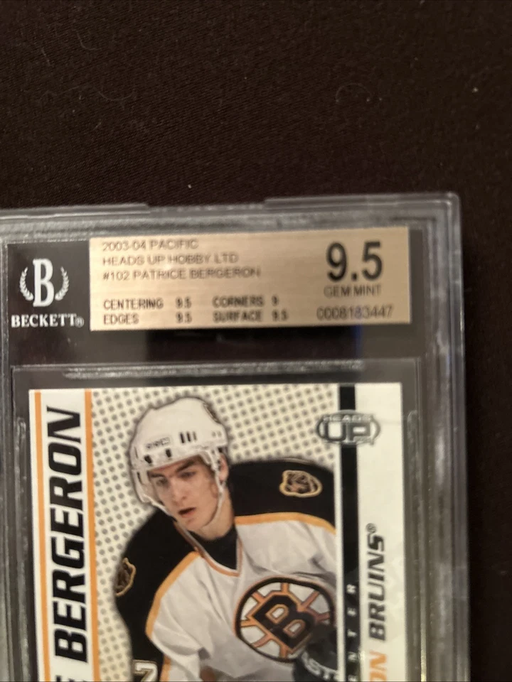 2003-04 Pacific Heads Up Hobby LTD #102 Patrice Bergeron RC Rookie /250 BGS 9.5 - Image 4 of 4