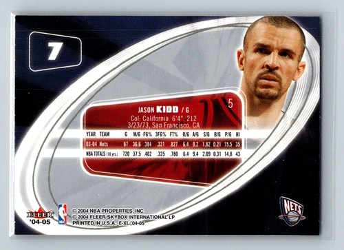 2004-05 SkyBox E-XL #7 Jason Kidd New Jersey Nets Basketball Card - Picture 2 of 2