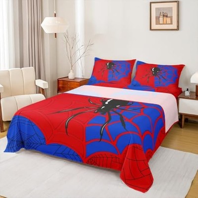 Spider Web Kids Sheet Queen Size,Black Spider Arachnid QUEEN (W60*L80*H16'') A3