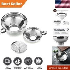 3-Piece Stainless Steel Funnel  Strainer Set - Ideal for Canning  Kitchen Use