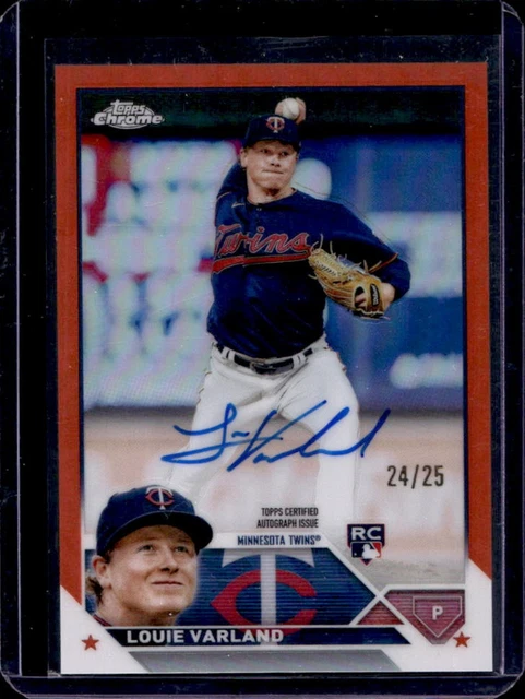 2023 Topps Chrome Louie Varland Rookie Auto RC Orange Refractor #/25 Twins