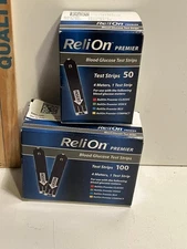 2 BOXES ReliOn DIABETIC TEST STRIPS (ONE 100ct & ONE 50ct) - EXPIRED / USABLE