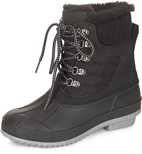 Khombu Women's Kathleen Waterproof Boot Mid Calf Black/Gray Size 9