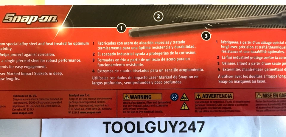 SNAP ON TOOLS USA 304IMX 4Pc Impact Extension w/ IP80D Impact Wobble Set Sealed - Image 4 of 4