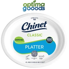 Chinet Classic Platter Paper Plates, 12.63" x 10", 100 Ct – Strong & Disposable