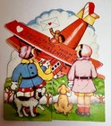 2 Vintage Airplane Valentines 1930 - 1940's movable and foldout — photo 7
