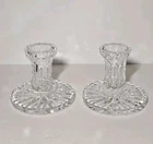 2pc Vintage Waterford Crystal Laurel Candle Holders Candlesticks Pair 3.75"