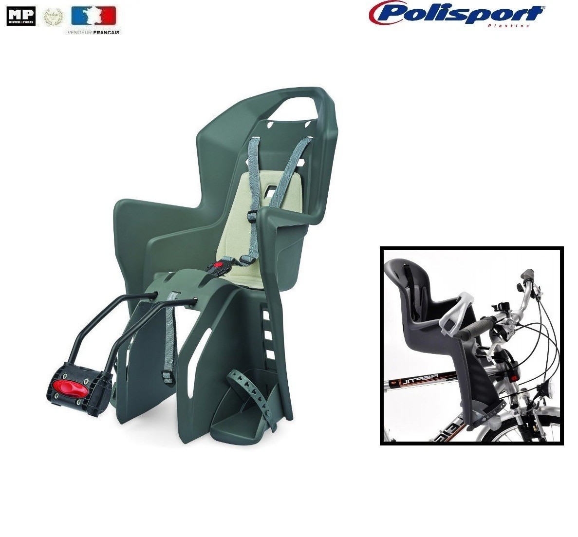 Siège bébé Polisport Koolah 22kgs pour transporter votre enfant en vélo sans fatigue
