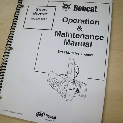 BOBCAT SNOW BLOWER 1412 Owner Operator Operation Maintenance Manual BOOK GUIDE