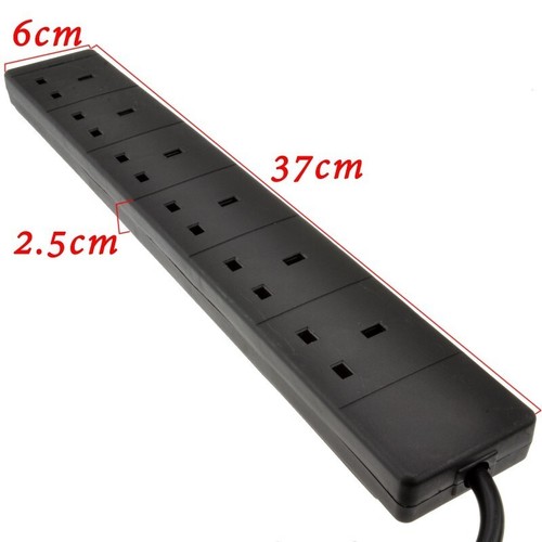 5M 6 velocidades 6 vías Reino Unido enchufe de arrastre CA CABLE DE EXTENSIÓN DE ALIMENTACIÓN CABLE NEGRO 13A - Imagen 8 de 8