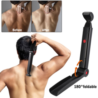 Afeitadora eléctrica de espalda para hombres, afeitadora de pelo plegable,  herramienta de depilación, mango ergonómico, diseño plegable e inalámbrico